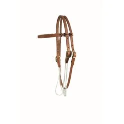 Western Rawhide Sliding Cheek Browband Headstall - Harness Leather