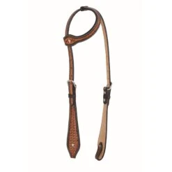 Western Rawhide Jim Taylor Performance Infinity Tear Drop One Ear Headstall - Two Tone Brown