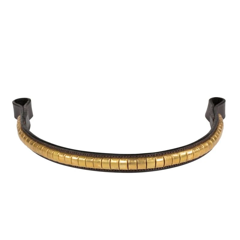 Horze Brass Clincher Browband - Brown/Brass 3 Horze Brass Clincher Browband - Brown/Brass