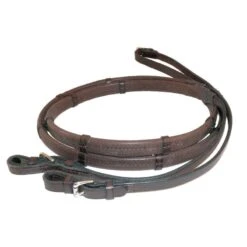 Nunn Finer Rubber Lined Large Pimple Reins W/Hand Stops - Havana
