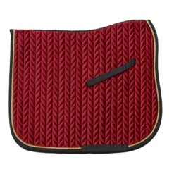 Ovation Elegance Velvet Dressage Pad - Burgundy/Gold/Black