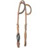 Western Rawhide Country Legend Gator And Feathers Double Ear Headstall - Golden/Turquoise