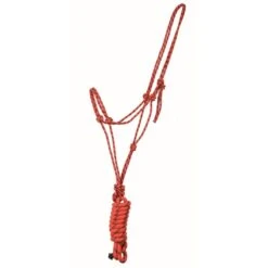 Western Rawhide 1/4" Fashion Check Rope Halterw/Lead - Red/Black