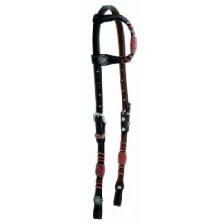 Western Rawhide Jim Taylor Chevron One Ear Headstall - Natural/Red/Dark Brown