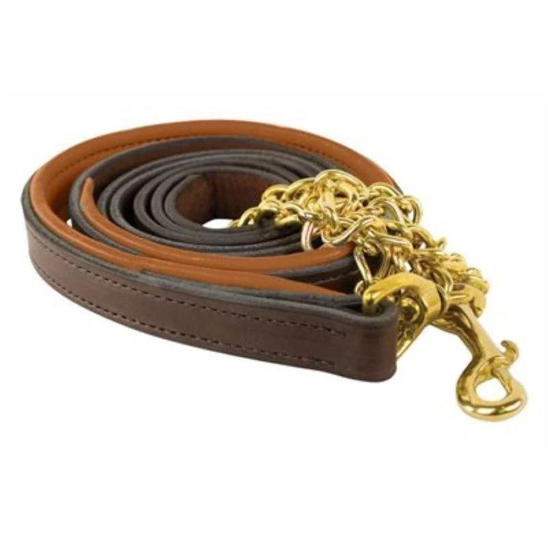 Perri's Padded Leather Lead W/Chain - Havana/Camel/Brass 3 Perri's Padded Leather Lead W/Chain - Havana/Camel/Brass