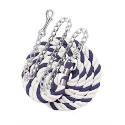 Perri's 1/2" Cotton MulitColor Lead W/Chain - Navy/White