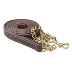 Perri's 1" Premium Leather Lead W/Chain - Havana/Brass