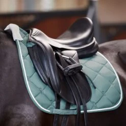 Horze Ghent Quick Dry Dressage Saddle Pad W/Faux Fur - Arctic Blue -Kensington Shop 586507 800 800