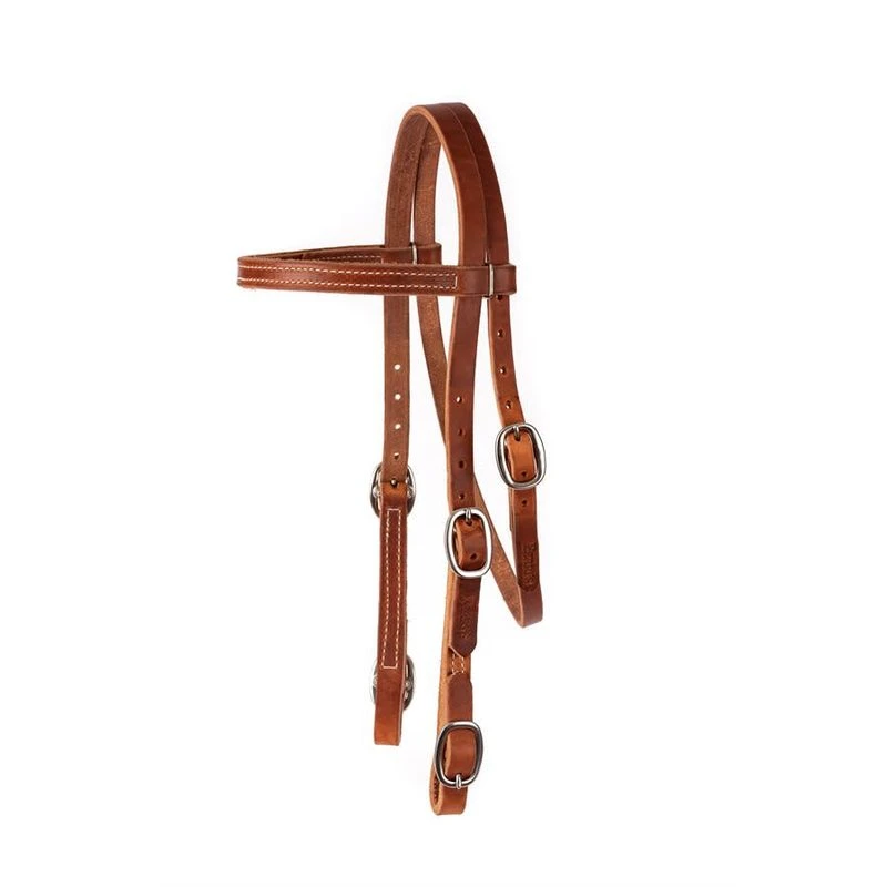Perri's Browband Buckle End Western Headstall - Brown 3 Perri's Browband Buckle End Western Headstall - Brown